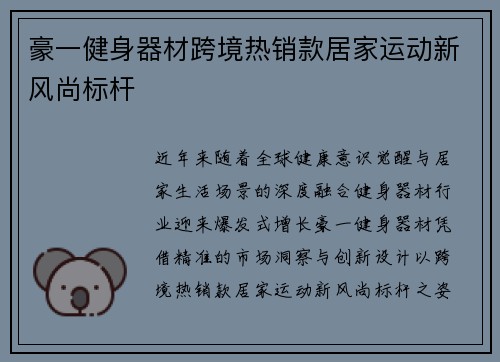 豪一健身器材跨境热销款居家运动新风尚标杆